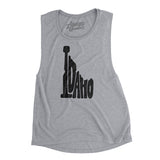 Idaho State Shape Text Women's Flowey Scoopneck Muscle Tank-Athletic Heather-Allegiant Goods Co. Vintage Sports Apparel