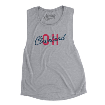 Cleveland Oh Overprinted Women's Flowey Scoopneck Muscle Tank-Allegiant Goods Co. Vintage Sports Apparel