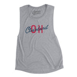 Cleveland Oh Overprinted Women's Flowey Scoopneck Muscle Tank-Allegiant Goods Co. Vintage Sports Apparel