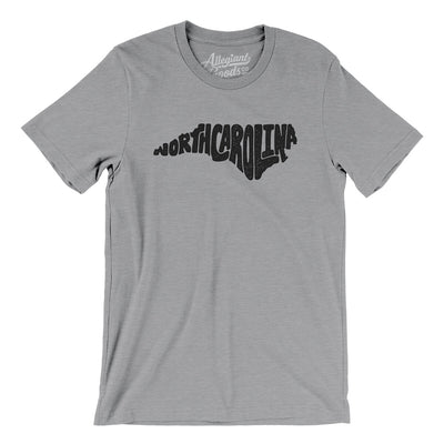 North Carolina State Shape Text Men/Unisex T-Shirt-Athletic Heather-Allegiant Goods Co. Vintage Sports Apparel