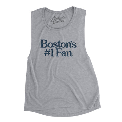 Boston's Number 1 Fan Women's Flowey Scoopneck Muscle Tank-Athletic Heather-Allegiant Goods Co. Vintage Sports Apparel