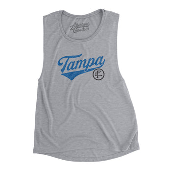 Tampa Vintage Script Women's Flowey Scoopneck Muscle Tank-Allegiant Goods Co. Vintage Sports Apparel