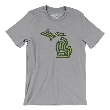 Michigan Golf Course Map Men/Unisex T-Shirt-Athletic Heather-Allegiant Goods Co. Vintage Sports Apparel