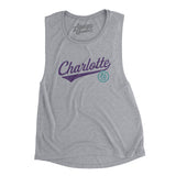 Charlotte Vintage Script Women's Flowey Scoopneck Muscle Tank-Allegiant Goods Co. Vintage Sports Apparel