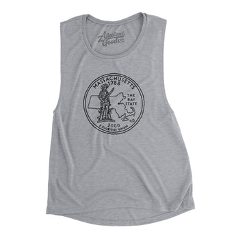 Massachusetts State Quarter Women's Flowey Scoopneck Muscle Tank-Allegiant Goods Co. Vintage Sports Apparel