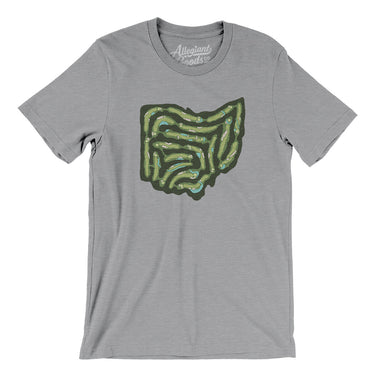 Ohio Golf Course Map Men/Unisex T-Shirt-Athletic Heather-Allegiant Goods Co. Vintage Sports Apparel