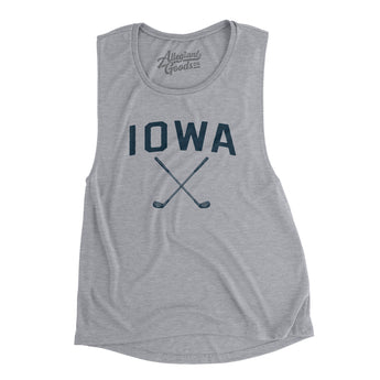Iowa Golf Women's Flowey Scoopneck Muscle Tank-Athletic Heather-Allegiant Goods Co. Vintage Sports Apparel