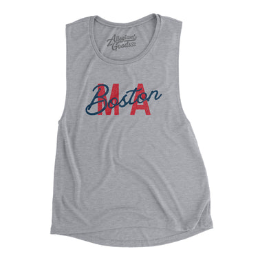 Boston Ma Overprint Overprinted Women's Flowey Scoopneck Muscle Tank-Allegiant Goods Co. Vintage Sports Apparel
