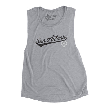 San Antonio Vintage Script Women's Flowey Scoopneck Muscle Tank-Allegiant Goods Co. Vintage Sports Apparel