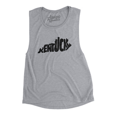 Kentucky State Shape Text Women's Flowey Scoopneck Muscle Tank-Athletic Heather-Allegiant Goods Co. Vintage Sports Apparel