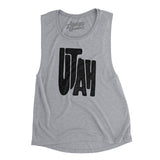 Utah State Shape Text Women's Flowey Scoopneck Muscle Tank-Athletic Heather-Allegiant Goods Co. Vintage Sports Apparel