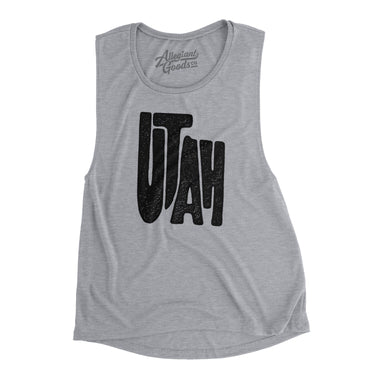 Utah State Shape Text Women's Flowey Scoopneck Muscle Tank-Athletic Heather-Allegiant Goods Co. Vintage Sports Apparel
