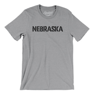 Nebraska Military Stencil Men/Unisex T-Shirt-Athletic Heather-Allegiant Goods Co. Vintage Sports Apparel