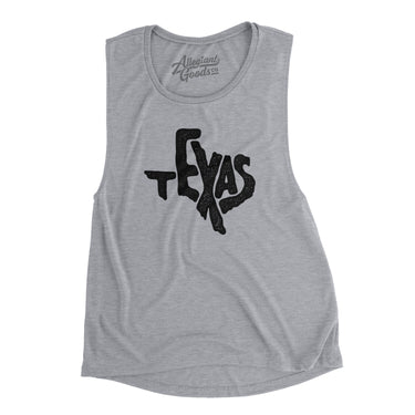 Texas State Shape Text Women's Flowey Scoopneck Muscle Tank-Allegiant Goods Co. Vintage Sports Apparel