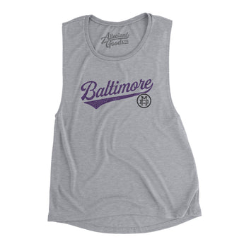 Baltimore Vintage Script Women's Flowey Scoopneck Muscle Tank-Allegiant Goods Co. Vintage Sports Apparel