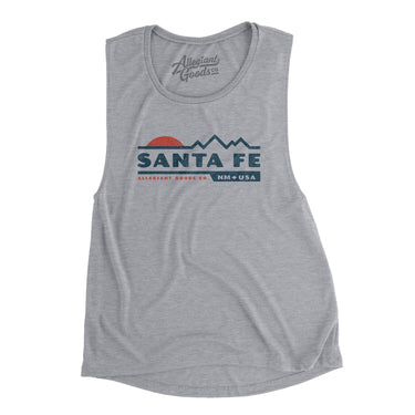 Santa Fe Mountain Sunset Women's Flowey Scoopneck Muscle Tank-Athletic Heather-Allegiant Goods Co. Vintage Sports Apparel