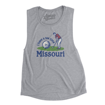 I Have A Tee Time In Missouri Women's Flowey Scoopneck Muscle Tank-Athletic Heather-Allegiant Goods Co. Vintage Sports Apparel