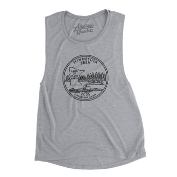 Minnesota State Quarter Women's Flowey Scoopneck Muscle Tank-Allegiant Goods Co. Vintage Sports Apparel