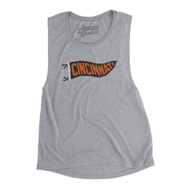 Cincinnati Pennant Women's Flowey Scoopneck Muscle Tank-Allegiant Goods Co. Vintage Sports Apparel