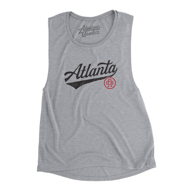 Atlanta Vintage Script Women's Flowey Scoopneck Muscle Tank-Allegiant Goods Co. Vintage Sports Apparel