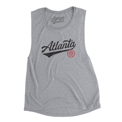 Atlanta Vintage Script Women's Flowey Scoopneck Muscle Tank-Athletic Heather-Allegiant Goods Co. Vintage Sports Apparel