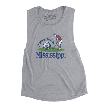 I Have A Tee Time In Mississippi Women's Flowey Scoopneck Muscle Tank-Athletic Heather-Allegiant Goods Co. Vintage Sports Apparel