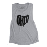 Ohio State Shape Text Women's Flowey Scoopneck Muscle Tank-Athletic Heather-Allegiant Goods Co. Vintage Sports Apparel
