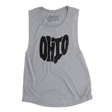 Ohio State Shape Text Women's Flowey Scoopneck Muscle Tank-Athletic Heather-Allegiant Goods Co. Vintage Sports Apparel