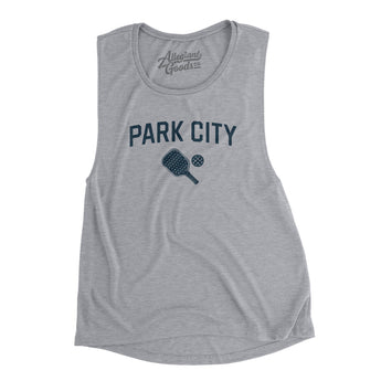 Park City Pickleball Women's Flowey Scoopneck Muscle Tank-Athletic Heather-Allegiant Goods Co. Vintage Sports Apparel