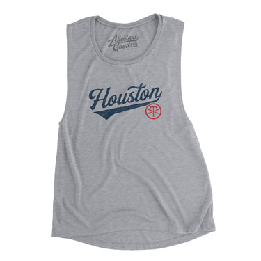 Houston Vintage Script Women's Flowey Scoopneck Muscle Tank-Allegiant Goods Co. Vintage Sports Apparel