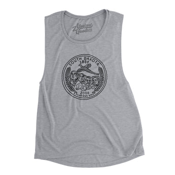 South Dakota State Quarter Women's Flowey Scoopneck Muscle Tank-Allegiant Goods Co. Vintage Sports Apparel