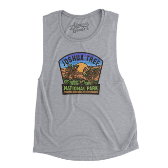 Joshua Tree National Park Badge Women's Flowey Scoopneck Muscle Tank-Athletic Heather-Allegiant Goods Co. Vintage Sports Apparel
