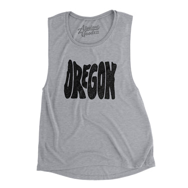 Oregon State Shape Text Women's Flowey Scoopneck Muscle Tank-Athletic Heather-Allegiant Goods Co. Vintage Sports Apparel