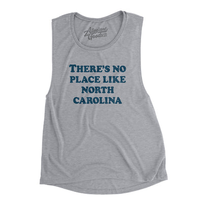 There's No Place Like North Carolina Women's Flowey Scoopneck Muscle Tank-Athletic Heather-Allegiant Goods Co. Vintage Sports Apparel