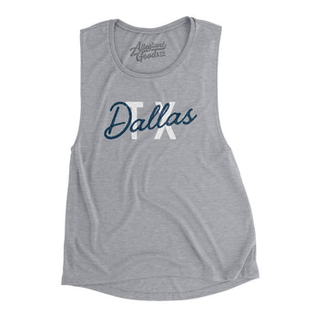 Dallas Tx Overprinted Women's Flowey Scoopneck Muscle Tank-Allegiant Goods Co. Vintage Sports Apparel