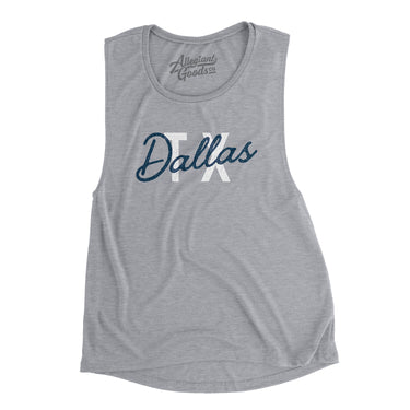 Dallas Tx Overprinted Women's Flowey Scoopneck Muscle Tank-Allegiant Goods Co. Vintage Sports Apparel