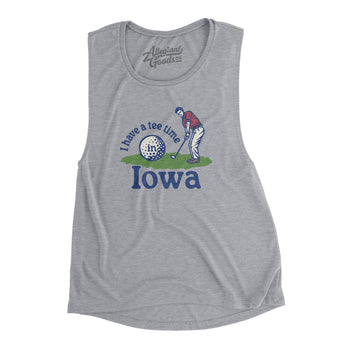 I Have A Tee Time In Iowa Women's Flowey Scoopneck Muscle Tank-Athletic Heather-Allegiant Goods Co. Vintage Sports Apparel