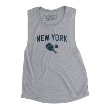 New York Pickleball Women's Flowey Scoopneck Muscle Tank-Athletic Heather-Allegiant Goods Co. Vintage Sports Apparel
