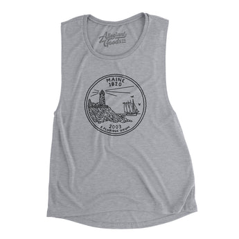 Maine State Quarter Women's Flowey Scoopneck Muscle Tank-Allegiant Goods Co. Vintage Sports Apparel