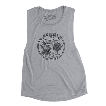 South Carolina State Quarter Women's Flowey Scoopneck Muscle Tank-Allegiant Goods Co. Vintage Sports Apparel