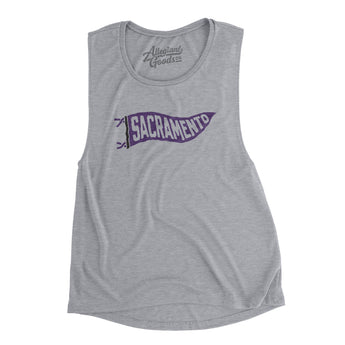Sacramento Pennant Women's Flowey Scoopneck Muscle Tank-Athletic Heather-Allegiant Goods Co. Vintage Sports Apparel