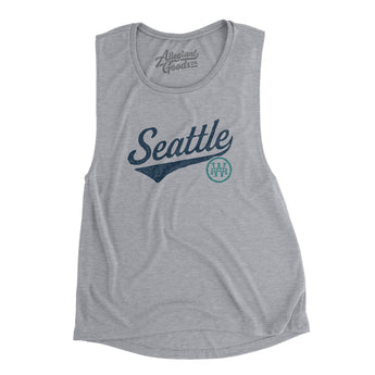 Seattle Vintage Script Women's Flowey Scoopneck Muscle Tank-Allegiant Goods Co. Vintage Sports Apparel
