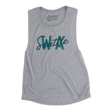 Seattle Wa Overprinted Women's Flowey Scoopneck Muscle Tank-Athletic Heather-Allegiant Goods Co. Vintage Sports Apparel