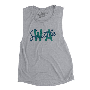 Seattle Wa Overprinted Women's Flowey Scoopneck Muscle Tank-Athletic Heather-Allegiant Goods Co. Vintage Sports Apparel