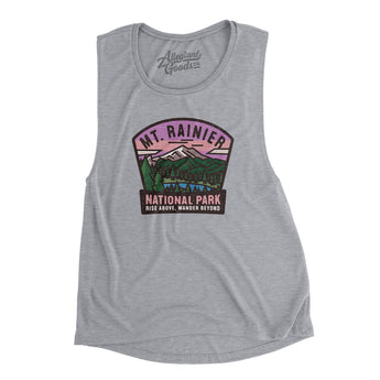 Mt. Rainier National Park Badge Women's Flowey Scoopneck Muscle Tank-Allegiant Goods Co. Vintage Sports Apparel