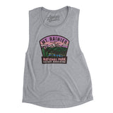 Mt. Rainier National Park Badge Women's Flowey Scoopneck Muscle Tank-Athletic Heather-Allegiant Goods Co. Vintage Sports Apparel