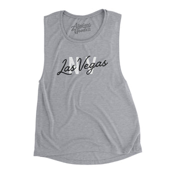 Las Vegas Nv Overprinted Women's Flowey Scoopneck Muscle Tank-Allegiant Goods Co. Vintage Sports Apparel
