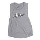 Las Vegas Nv Overprinted Women's Flowey Scoopneck Muscle Tank-Athletic Heather-Allegiant Goods Co. Vintage Sports Apparel