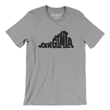Virginia State Shape Text Men/Unisex T-Shirt-Athletic Heather-Allegiant Goods Co. Vintage Sports Apparel