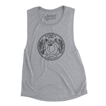 Georgia State Quarter Women's Flowey Scoopneck Muscle Tank-Athletic Heather-Allegiant Goods Co. Vintage Sports Apparel